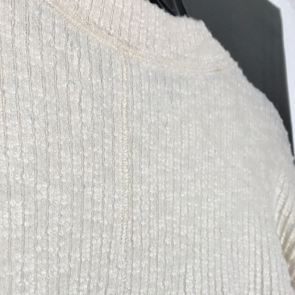 Free People Cream Heavy Popcorn Bubble Drop Sleeve Sweater XSMALL Oversized